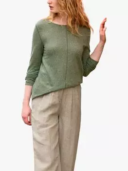 Топ с длинным рукавом из льняной смеси в полоску Celtic & Co., хаки