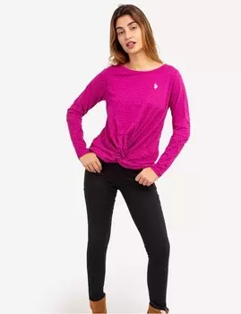 Топ с длинным рукавом U.S. Polo Assn.Ditsy Twist Front, фуксия