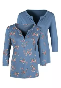 Топ с длинными рукавами 3/4-ARM 2 PACK LASCANA, синий