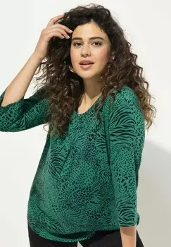 Топ с длинными рукавами ANIMAL PRINT 3/4 SLEEVE V-NECK Ulla Popken, зеленый