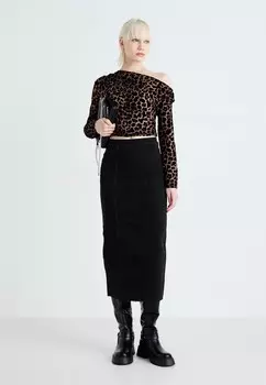 Топ с длинными рукавами ASYMMETRIC Gina Tricot, черный