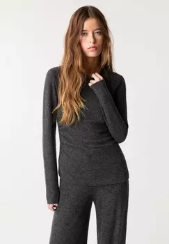 Топ с длинными рукавами ASYMMETRIC WITH SIDE GATHERING PULL&BEAR, темно-серый