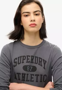 Топ с длинными рукавами ATHLETIC ESSENTIALS RINGER SLIM Superdry, темно-серый