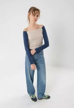 Топ с длинными рукавами BARDOT WITH CONSTRAST SLEEVES Even&Odd, серо-коричневый