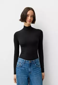 Топ с длинными рукавами Bershka, черный