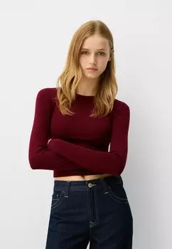 Топ с длинными рукавами Bershka, темно-красный