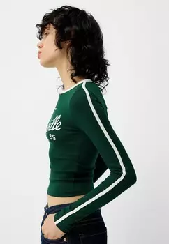 Топ с длинными рукавами Bershka, зеленый