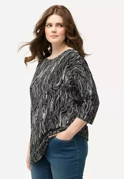 Топ с длинными рукавами BOAT NECK ABSTRACT 3/4 SLEEVE TEE Ulla Popken, черный