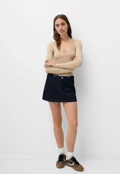 Топ с длинными рукавами BOAT NECK LONG SLEEVE Bershka, бежевый