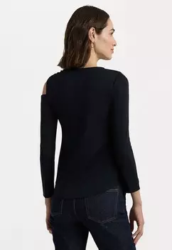 Топ с длинными рукавами BUCKLE TRIM CUTOUT STRETCH JERSEY TOP Lauren Ralph Lauren, темно-синий