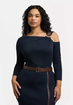 Топ с длинными рукавами BUCKLE TRIM CUTOUT STRETCH JERSEY TOP Lauren Ralph Lauren Woman, темно-синий