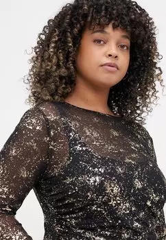 Топ с длинными рукавами CARERICA FOIL PRINT ONLY Carmakoma, черный