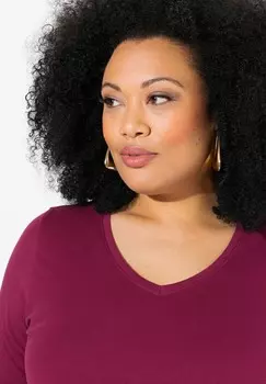 Топ с длинными рукавами COL V MANCHES 3/4 Ulla Popken, цвет Berry