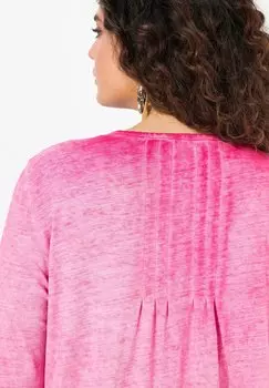 Топ с длинными рукавами COLD DYED DECORATIVE PLEATED 3/4 SLEEVE TEE Ulla Popken, розовый