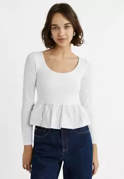 Топ с длинными рукавами CONTRAST Stradivarius, цвет white