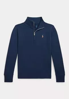 Топ с длинными рукавами COTTON INTERLOCK QUARTER-ZIP PULLOVER Polo Ralph Lauren, темно-синий