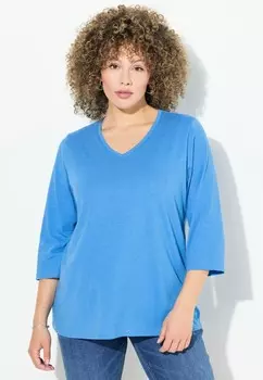 Топ с длинными рукавами COUNTRY LETTERED 3/4 SLEEVE TEE Ulla Popken, синий