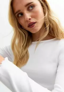 Топ с длинными рукавами CREW NECK New Look, белый