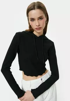 Топ с длинными рукавами CROP HOODED Koton, черный