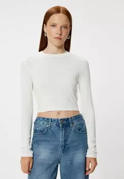 Топ с длинными рукавами CROP Koton, белый