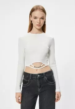 Топ с длинными рукавами CROP Koton, белый