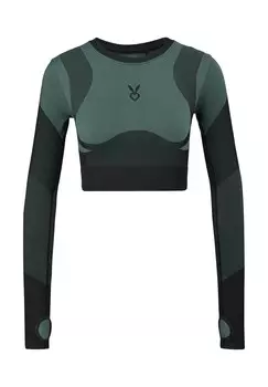 Топ с длинными рукавами CROPPED QS, бирюзовый