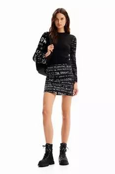 Топ с длинными рукавами Desigual, черный