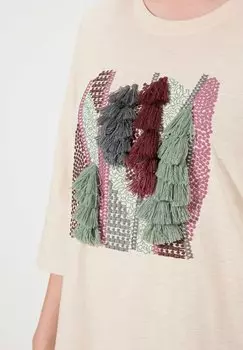 Топ с длинными рукавами DIMENSIONAL EMBROIDERED 3/4 SLEEVE TEE Ulla Popken, белый