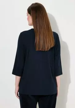 Топ с длинными рукавами DIMENSIONAL EMBROIDERED 3/4 SLEEVE TEE Ulla Popken, темно-синий