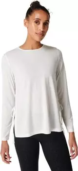 Топ с длинными рукавами для йоги с завязками по бокам Sweaty Betty, цвет Lily White
