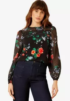 Топ с длинными рукавами DOBBY MIX REGULAR FIT Love & Roses, черный