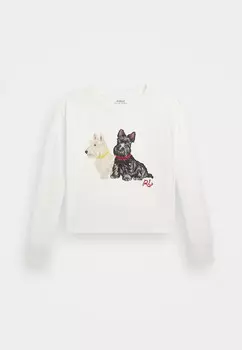 Топ с длинными рукавами DOG-PRINT JERSEY BOXY LONG-SLEEVE TEE Polo Ralph Lauren, белый