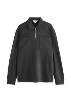 Топ с длинными рукавами DOUBLE POCKET ZIP NECK Next, серый