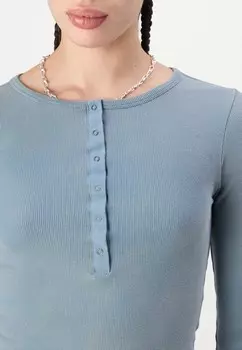 Топ с длинными рукавами DRAKE POPPER HENLEY BDG Urban Outfitters, синий