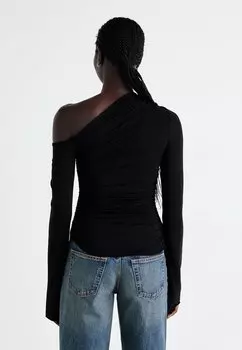Топ с длинными рукавами DRAPE ASYMMETRIC Weekday, черный