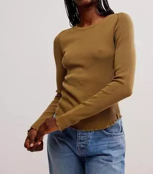 Топ с длинными рукавами Easy Does It в цвете Military Olive Free People
