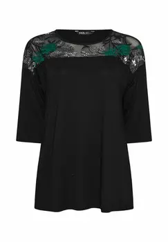 Топ с длинными рукавами EMBELLISHED SWING Yours Clothing, черный