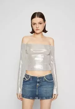 Топ с длинными рукавами Even&Odd, серебро