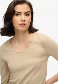 Топ с длинными рукавами FINE SCOOP NECK Superdry, бежевый