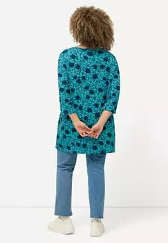 Топ с длинными рукавами FLORAL 3/4 SLEEVE TEE Ulla Popken, бирюзовый