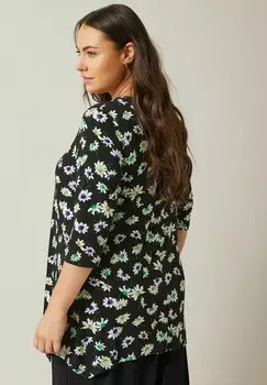 Топ с длинными рукавами FLORAL HANKY HEM Evans, черный