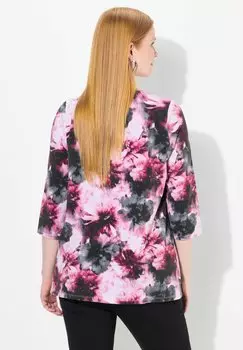 Топ с длинными рукавами FLORAL TIE DYE SLEEVE Ulla Popken, розовый