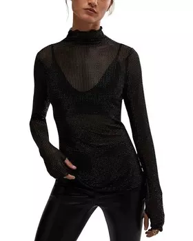 Топ с длинными рукавами Free People Dance All Night, черный