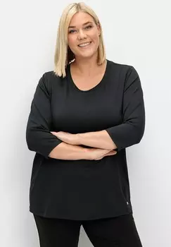 Топ с длинными рукавами FUNKTIONS Sheego, черный