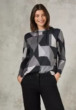 Топ с длинными рукавами GEMUSTERTES Cecil, черный