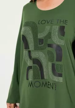 Топ с длинными рукавами GEOMETRIC LOVE THE MOMENT GRAPHIC TEE Ulla Popken, зеленый