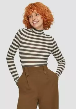 Топ с длинными рукавами GESTREIFTES IM SLIM FIT QS, бежевый