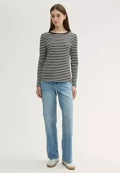 Топ с длинными рукавами GESTREIFTES TOM TAILOR DENIM, черный