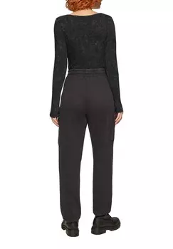 Топ с длинными рукавами GEWASCHENER MIT STRUKTUR QS, черный