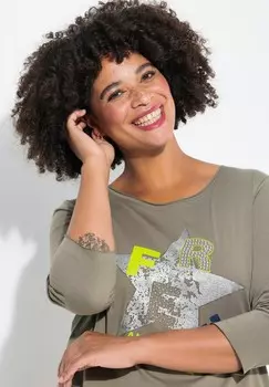 Топ с длинными рукавами GLITTER STAR RAW-EDGED FINISHES Angel of Style, зеленый